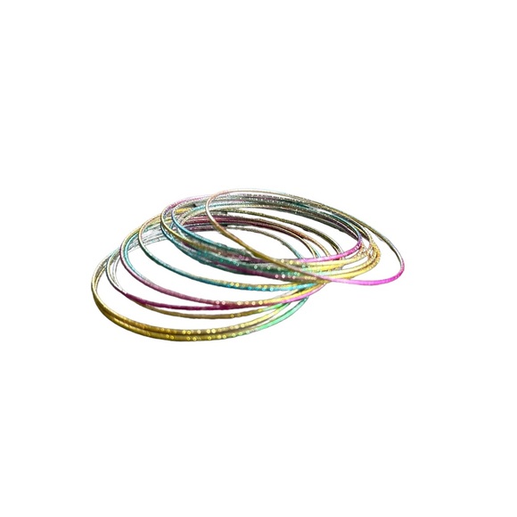 Multicolored Thin Bangle Bracelet 15 Piece Set - Picture 5 of 8